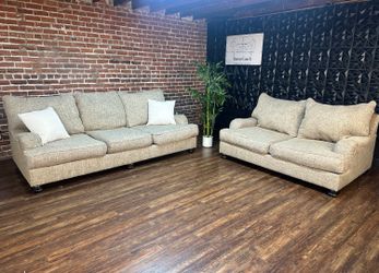 Delivery Available Ashley furniture beige sofa couch + loveseat set