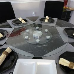 Large 36" Tempered Glass Lazy Susan Swivel Turntable for indoor dining or outdoor patio table