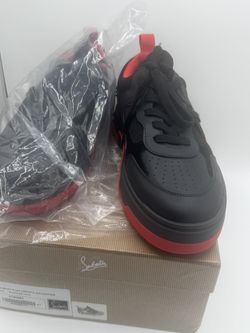 Christian Louboutin Pik Boat Flat Crosta Galaxy / GG Black/Dark Gun Sneakers (Size 47)