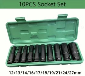 10-20pcs 1/2 "drive Metric Deep Impact Socket Set, Cr-V Steel Metric Tool Set 8mm-32mm, Chrome Vanadium Steel Electric Wrench Extended Hexagonal Socke