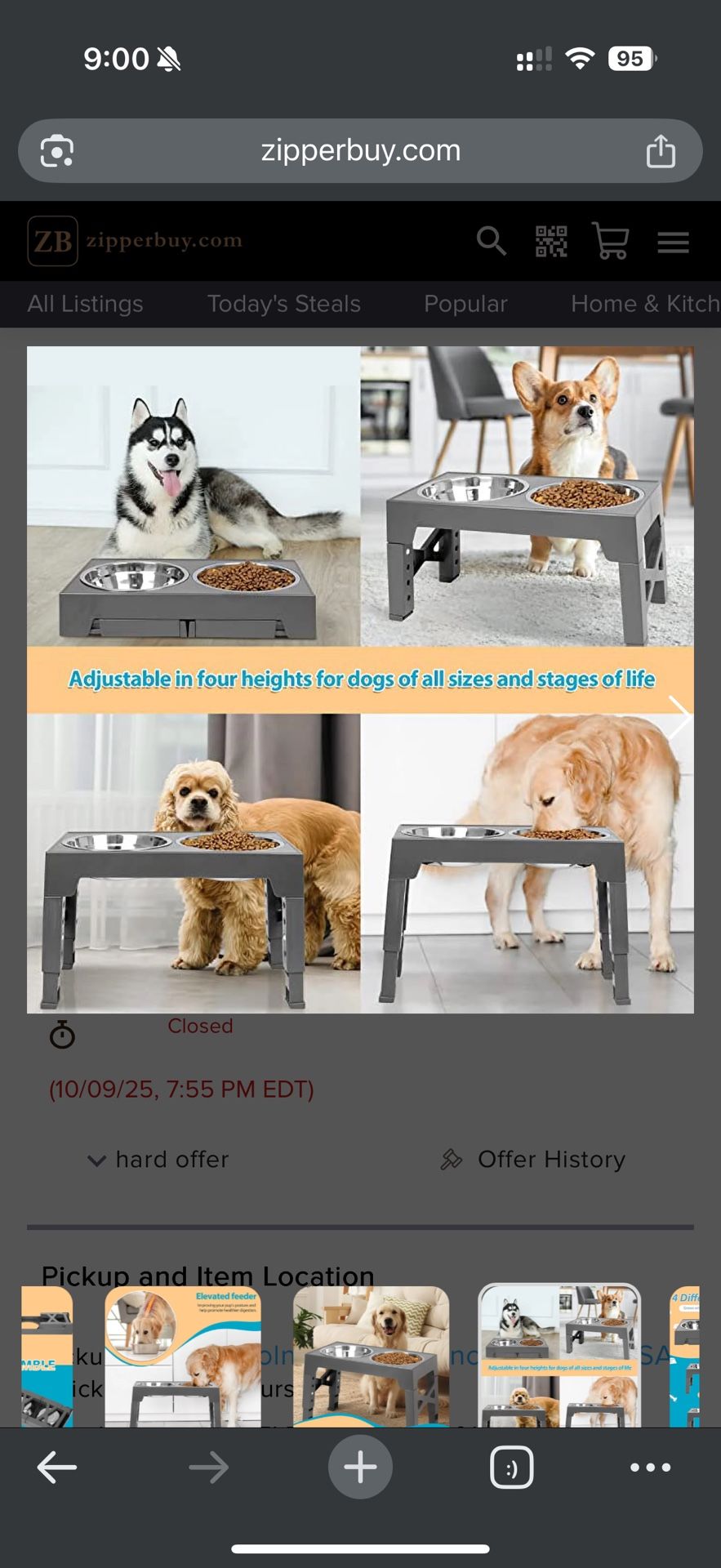 Elevated Dog Bowl Feeder with 2 stainless steel bowls