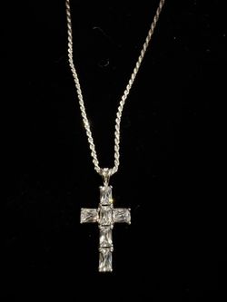 Silver rope chain with cross