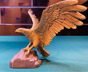 Vintage and rare find. Carver E. Tripp American Eagle sculpture in solid pewter with gold electroplating