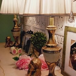 Elegant  Antique Stiffel Brass 31" Hollywood Regency Table Lamps