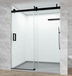RFN Frameless Sliding Shower Door 68–72” x 76” – Brushed Nickel