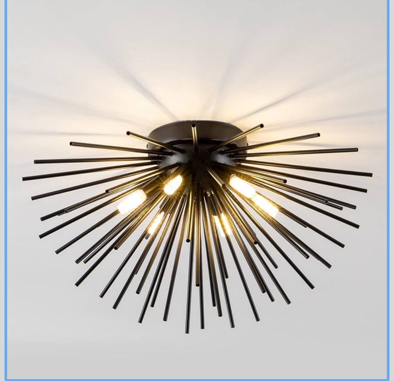 Mid Century Starburst Sputnik Chandelier 6-Light Close to Ceiling