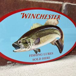 13” Winchester Fishing Lures Vintage Style Metal Sign