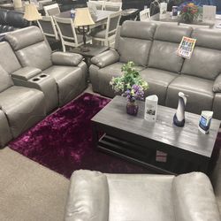 $1899 3PCS Leather Reclining Sofa+Loveseat❤️‍🔥