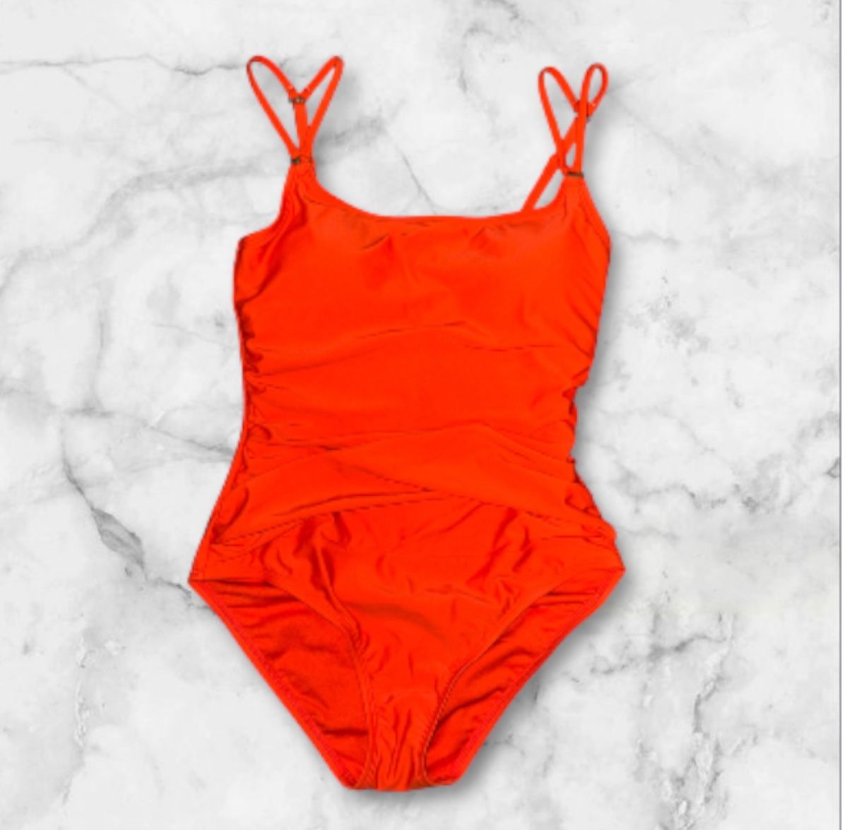 NWT Ellen Tracy One Piece Swimsuit SZ 6 Cherry Tomato Orange NWT New $98 Design