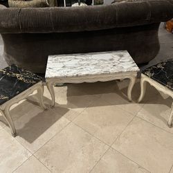 Marble Top Coffee Table And Side Tables