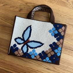 Vintage needlepoint Butterfly Handbag 