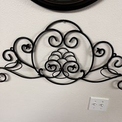 Black Metal Candle Holder Wall Decor. 14.75” H x 32” W.  