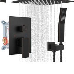 gotonovo Rainfall Bathroom Shower System Rain Shower Head and Handle Set Wall Mounted Shower Complete Combo Solid Brass Pressure Balancing Shower Mixe