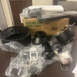 BRAND NEW Flush Mount Ceiling Fans with Lights and Remote Control, Low Profile Farmhouse Ceiling Fan with LED Lighting for Bedroom Living Room and Pat