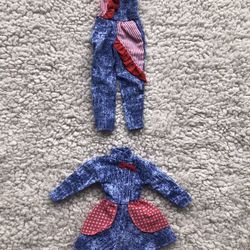 Vintage Barbie Clothes - Whitewash Jean Jumpsuit and Dress RARE