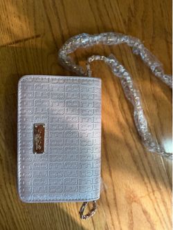 Bebe Embossed Logo Crossbody Bag Pink