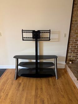 3-Shelf Glass TV Stand with Swivel Mount
