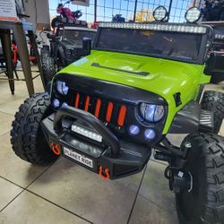 Neon Green Jeep Style Kids Ride On Toy Remote Control 