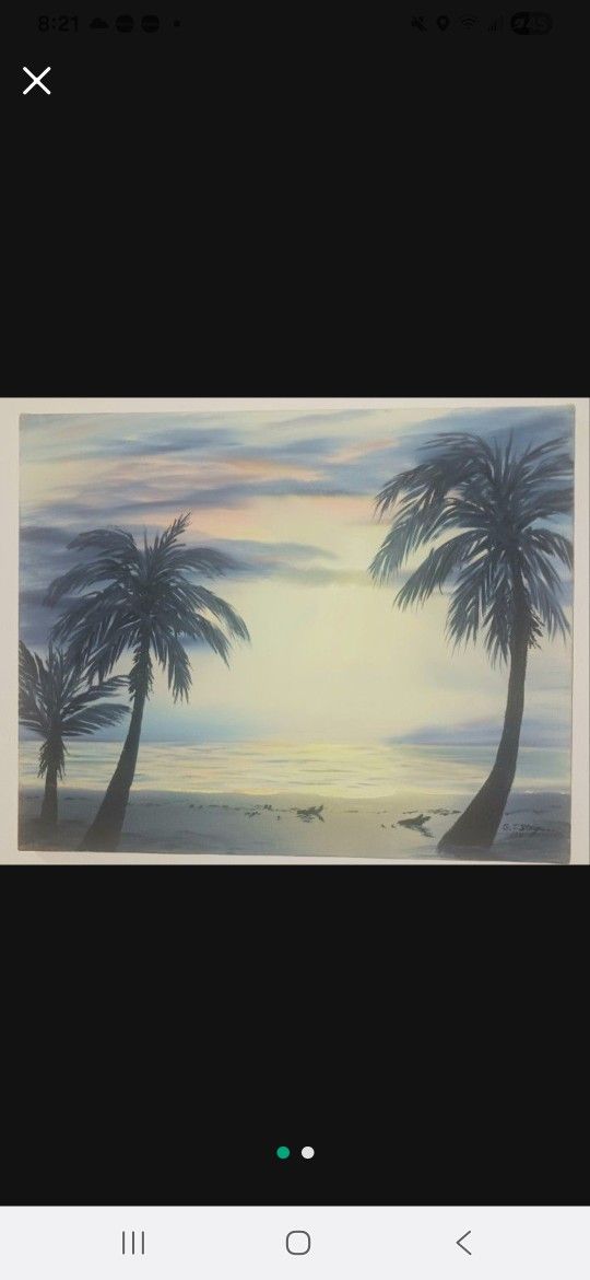 Original Painting Florida Beach With Palms