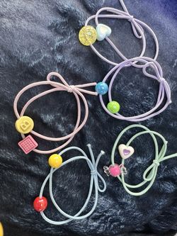 5 Pack Hair Balls for Girls Hair,Hair Ties for Girls Toddler Kids Ponytail Holders Hair knockers Cute Hair Accessories (pink yellow blue purple green