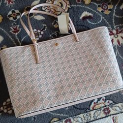 Tory burch geo logo top zip tote
