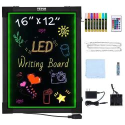 848# Pizarra LED VEVOR para mensajes, 40,6 x 30,5 cm, borrable e iluminada, con efecto neón, para menús, tablero de dibujo con 8 rotuladores fluoresce