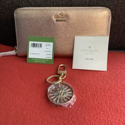 Kate Spade Rosegold Wallet PWRU5073 NWT With Free Gold Keychain