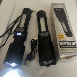 High Power LED Flashlight Powerful TYPE-C Rechargeable COB Flashlight With Side Light Torch For Outdoor Camping Hiking