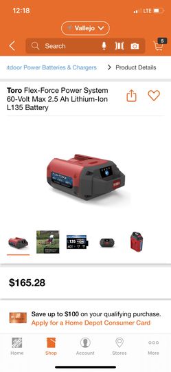 TORO FLEX FORCE POWER SISTEM BATTERY 60 V 2.5 AH. BRAND NEW