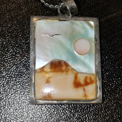 Silver Landscape Pendant And Necklace Unbranded 