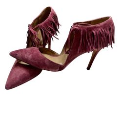 Ann Taylor Nicolette Fringe Suede Pumps, Heel 3.1/4 - size 7