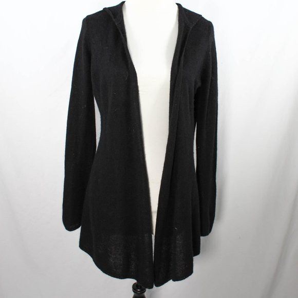 Whimsigoth Vintage 1990s 2000s Black Cashmere Hooded Open Cardigan
Votre Nom