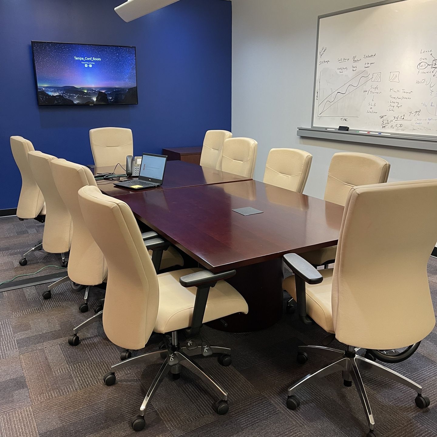 Solid Wood Conference Table And Chairs