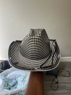Black and White Grid Cowboy Hat