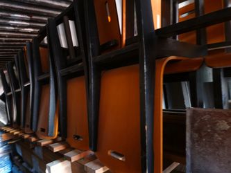 Stacked Wooden Dining Chairs – Lot 10