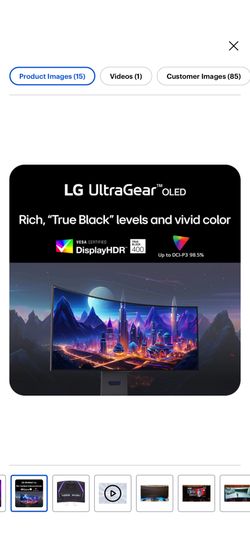 34 Inch UltraGear OLED WQHD 1440P 240Hz 0.03ms G-Sync Compatible 800R Curved Gaming Monitor - 34GS95QE-B