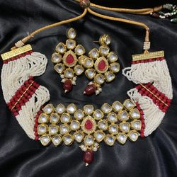Kundan Meenakari Choker Necklace Set Indian Bollywood Pakistani Jewellery Jewelry 