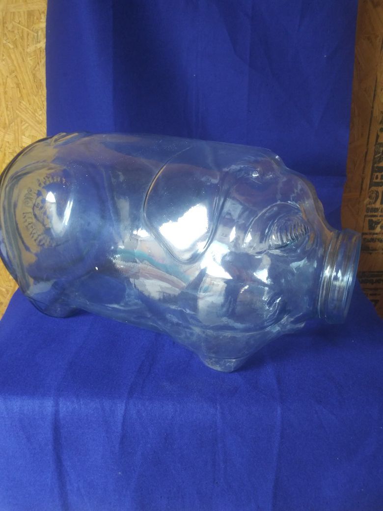 HEAVY CLEAR GLASS PIG 19 inches long and 10 1/2 inches tall COLLECTABLE" RARE"