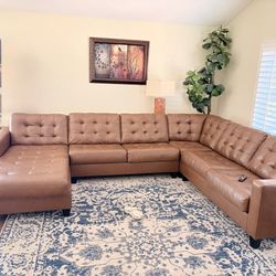 Oversized Genuine Leather Sectional – Excellent Condition – $1,850 OBO