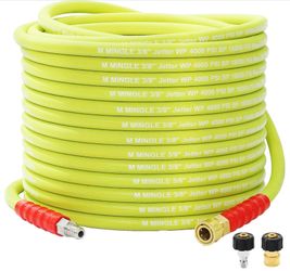 M MINGLE Pressure Washer Hose 50 FT X 3/8" - Replacement Power Wash Hose For Hot And Cold Water - High Pressure Hose With M22 14mm To 3/8 Inch Quick C