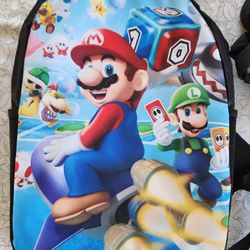 Kids School Backpack Lunch Bag Pencil Box Super Mario Bros & Luigi 16”