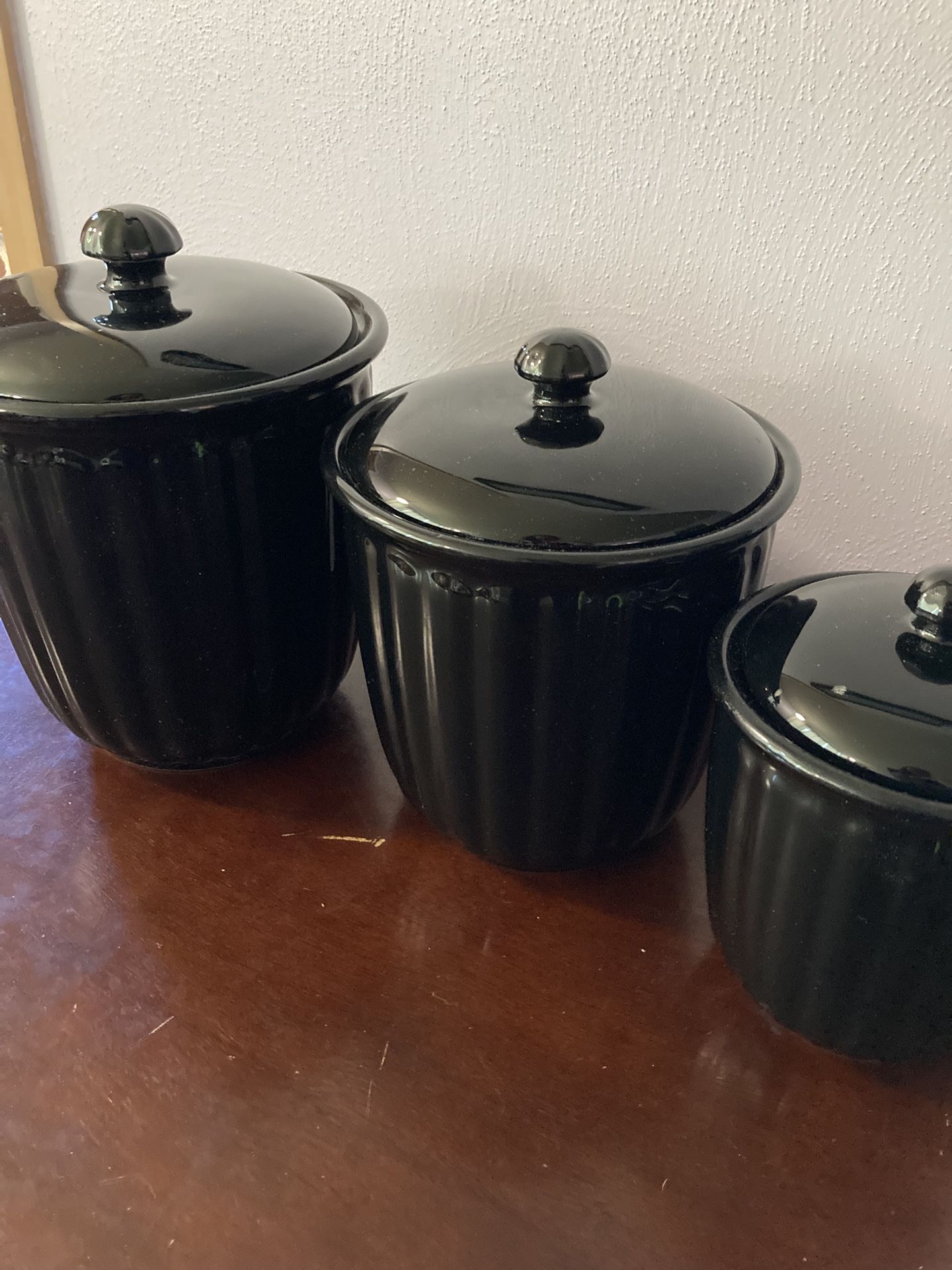 Black three piece linens and things canister set