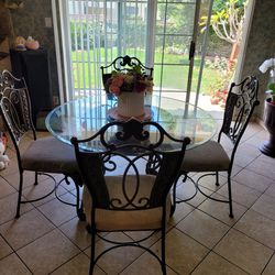 Antique Glass Table With 4 Chairs  $250 obo