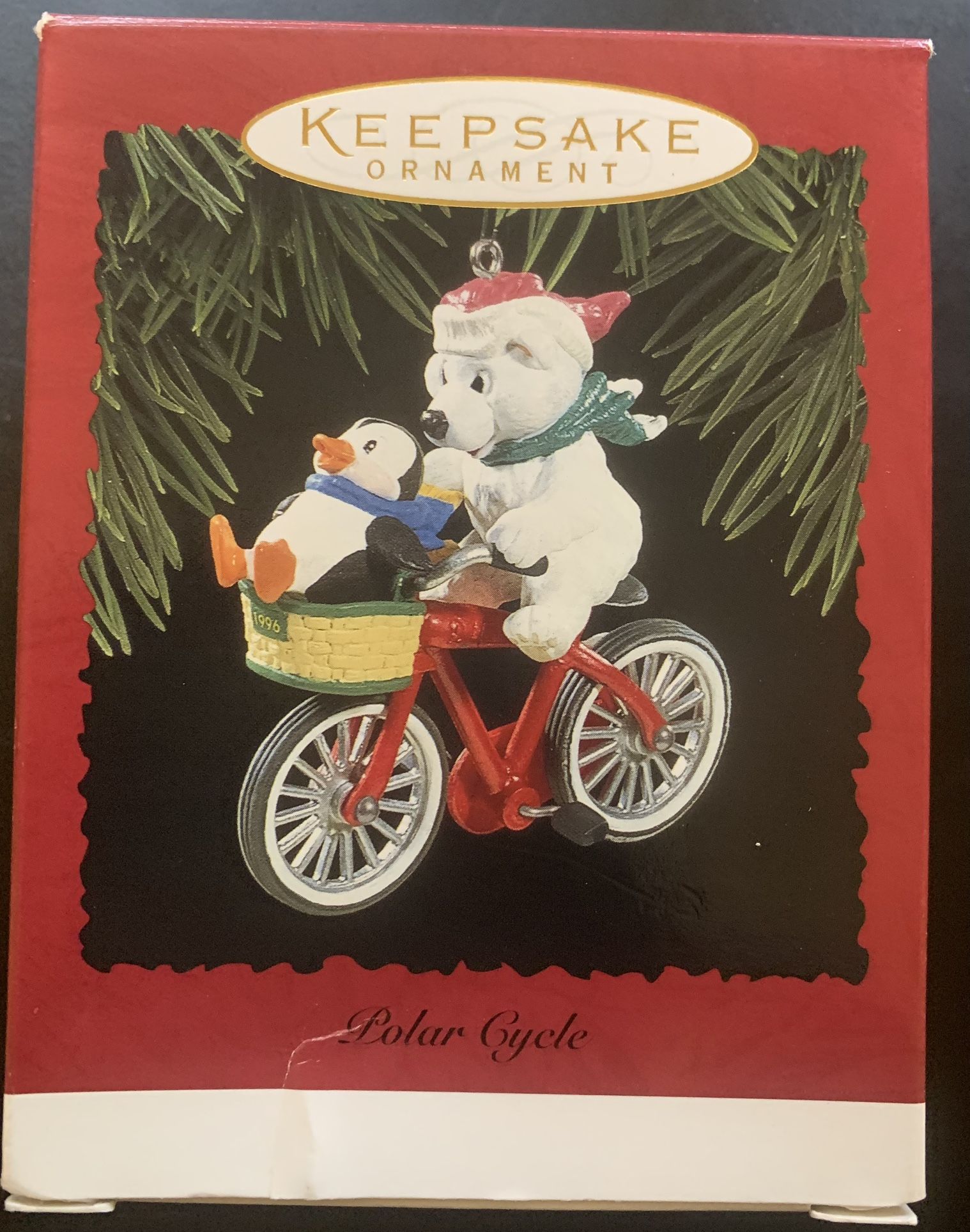 Hallmark Polar Cycle 1996 Keepsake Ornament Bear and Penguin 3.25”