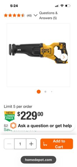 DEWALT 20-Volt XR Cordless Reciprocating Saw (Tool Only)