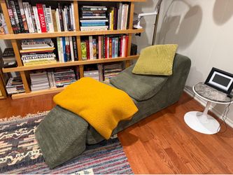 Chaise lounge, Olive Green Corduroy