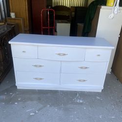 White 6 Drawer Solid Wood Dresser L 54 X H 30. X D 18 Newly Painted