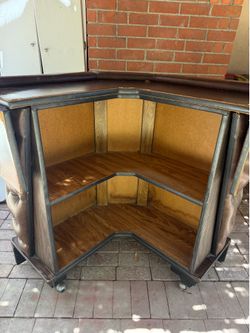 Vintage Rolling Corner Home Bar Cabinet