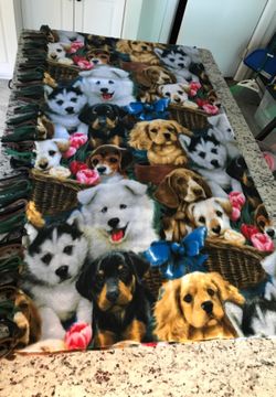 Handcrafted fleece blanket 5’ x 6’ Dogs Puppies