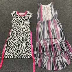 Bundle of 2 girls 6/6x spring summer dresses - Rare Editions layered ruffles and exhilaration laced multicolored